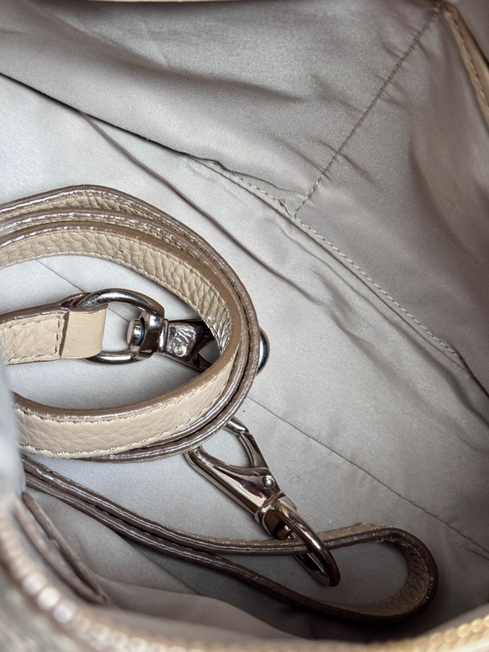Cole Haan Jade Pebbled Leather Satchel Nude Beige Crossbody Shoulder Bag - Picture 12 of 15